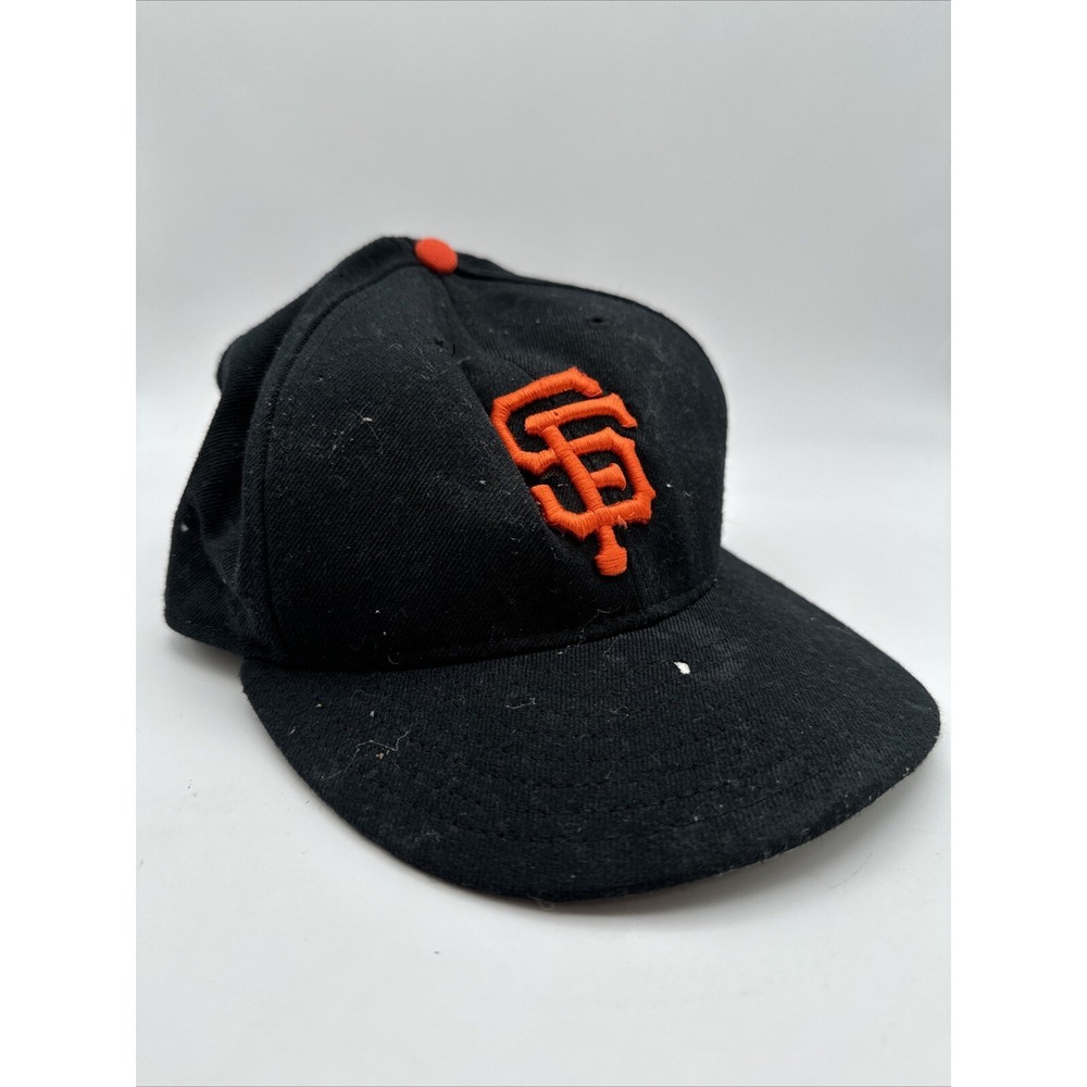 New Era San Francisco Giants Hat Cap Size 7 3/8 Fitted Black MLB‎
